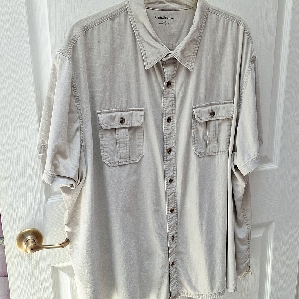 F mens Croft & Barrow casual button front short sleeve shirt 4XB